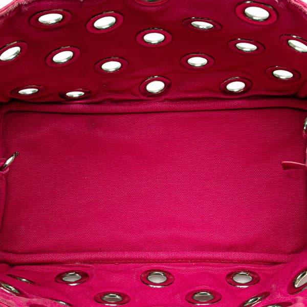Pre-owned Prada Small Canvas Canapa Grommet Satchel Pink