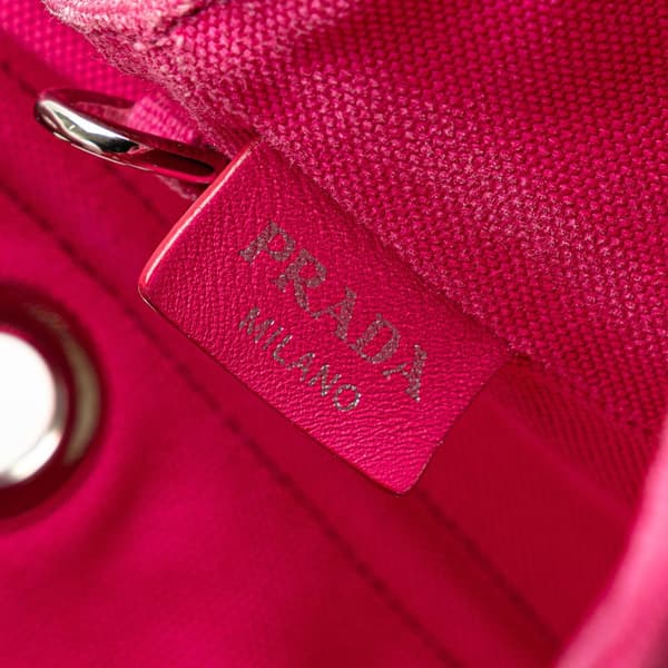 Pre-owned Prada Small Canvas Canapa Grommet Satchel Pink