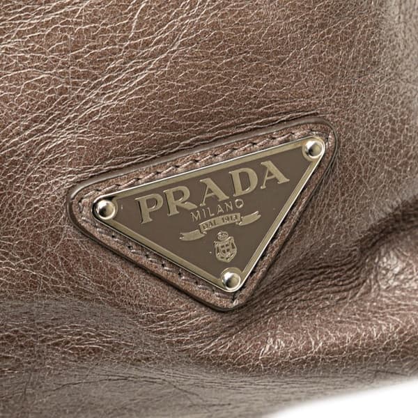 Pre-owned Prada Vitello Shine Satchel Brown