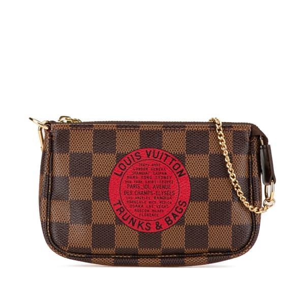 Pre-owned Louis Vuitton Damier Ebene Trunks and Bags Mini Pochette Accessoires Brown