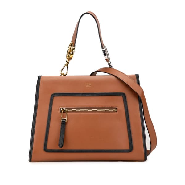Pre-owned Fendi Small Leather Runaway Satchel Brown