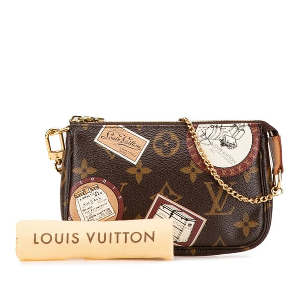 Pre-owned Louis Vuitton Monogram Patch Mini Pochette Accessoires Brown