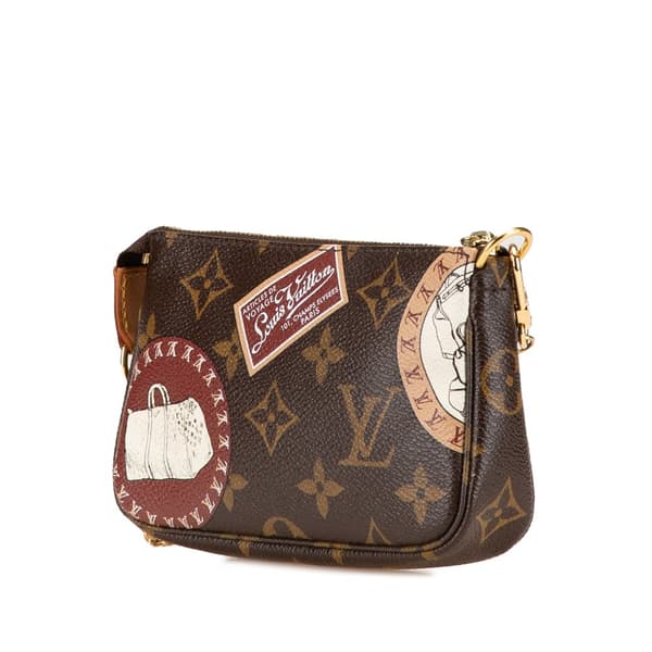 Pre-owned Louis Vuitton Monogram Patch Mini Pochette Accessoires Brown
