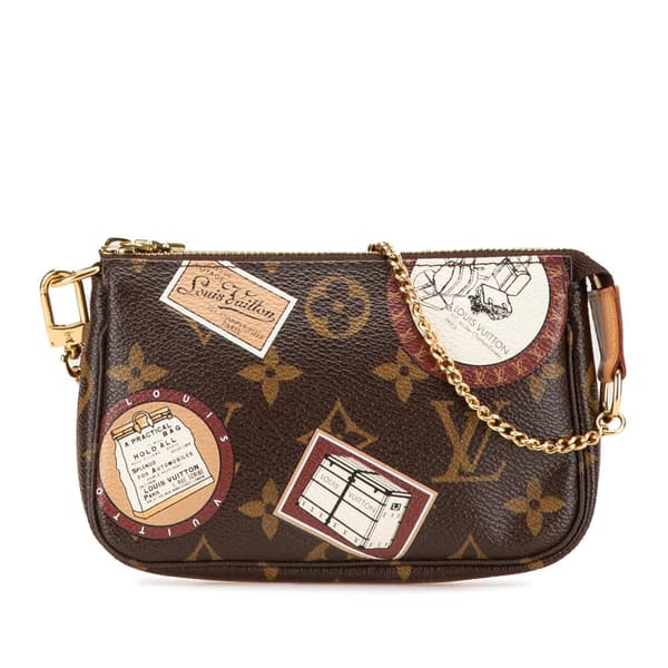 Pre-owned Louis Vuitton Monogram Patch Mini Pochette Accessoires Brown