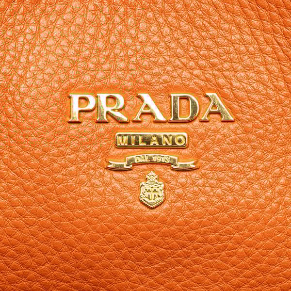 Pre-owned Prada Vitello Daino Zip Top Convertible Tote Orange