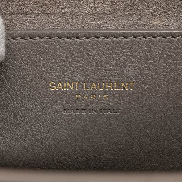 Pre-owned Saint Laurent Baby Leather Monogram Cabas Satchel Gray