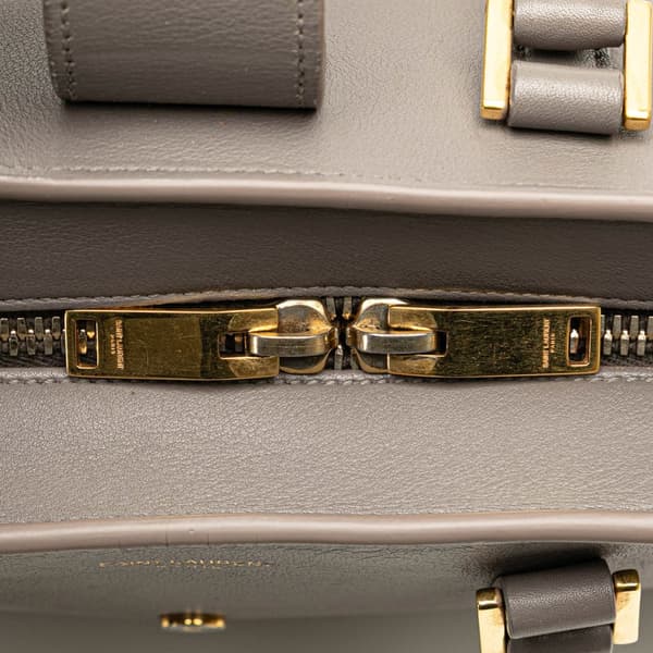 Pre-owned Saint Laurent Baby Leather Monogram Cabas Satchel Gray