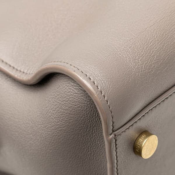 Pre-owned Saint Laurent Baby Leather Monogram Cabas Satchel Gray