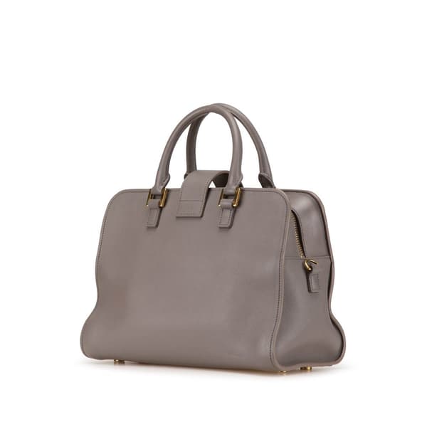 Pre-owned Saint Laurent Baby Leather Monogram Cabas Satchel Gray