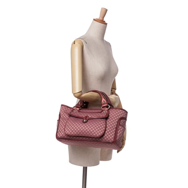 Pre-owned Celine Macadam Canvas Boogie Handbag Red