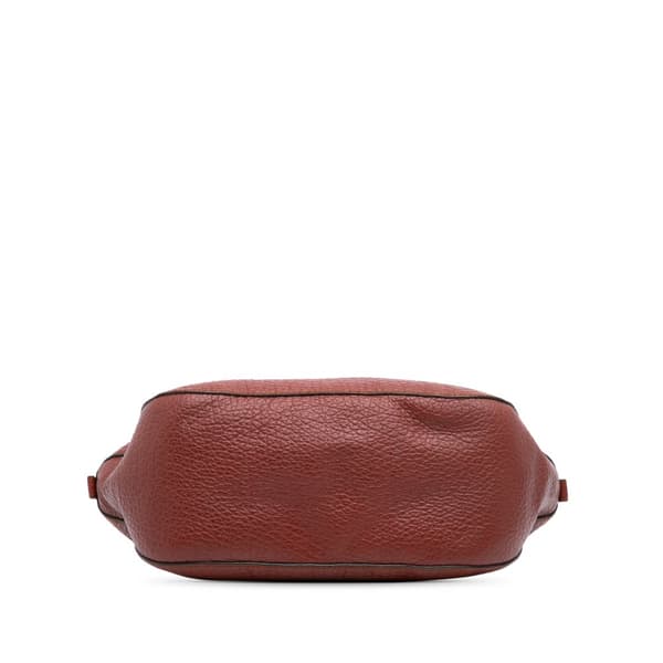 Pre-owned Burberry Medium Grained Calfskin Heritage Orchard Bowling Bag Red