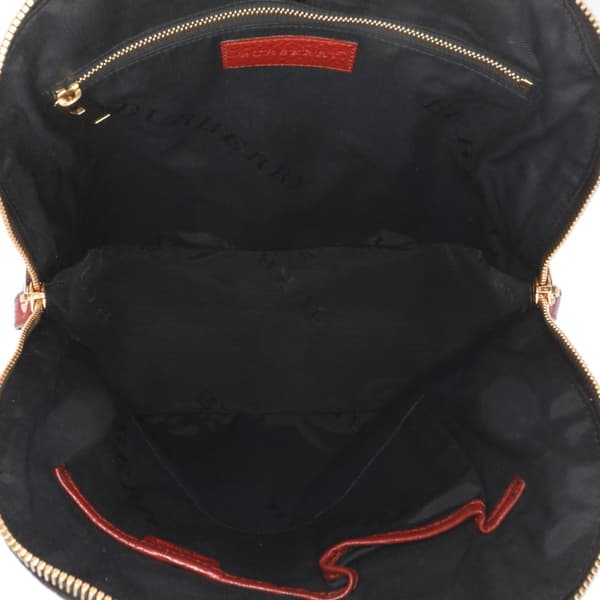 Pre-owned Burberry Medium Grained Calfskin Heritage Orchard Bowling Bag Red