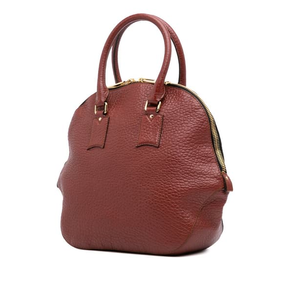 Pre-owned Burberry Medium Grained Calfskin Heritage Orchard Bowling Bag Red