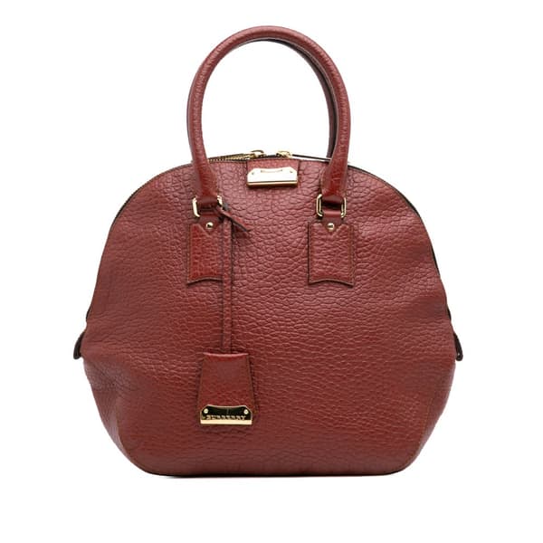 Pre-owned Burberry Medium Grained Calfskin Heritage Orchard Bowling Bag Red