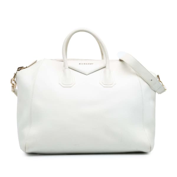 Pre-owned Givenchy Large Leather Antigona Satchel White