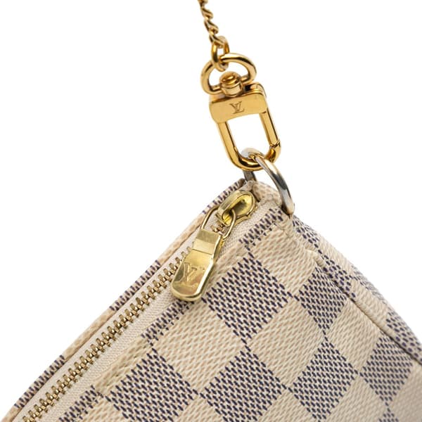 Pre-owned Louis Vuitton Damier Azur Mini Pochette Accessoires White