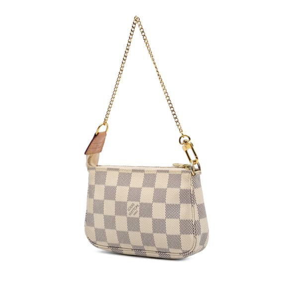 Pre-owned Louis Vuitton Damier Azur Mini Pochette Accessoires White