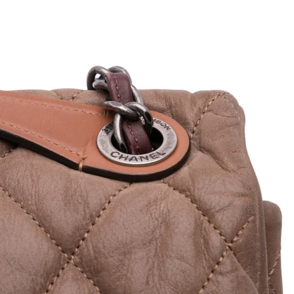 Pre-owned Chanel Jumbo Iridescent Calfskin In The Mix Flap Brown