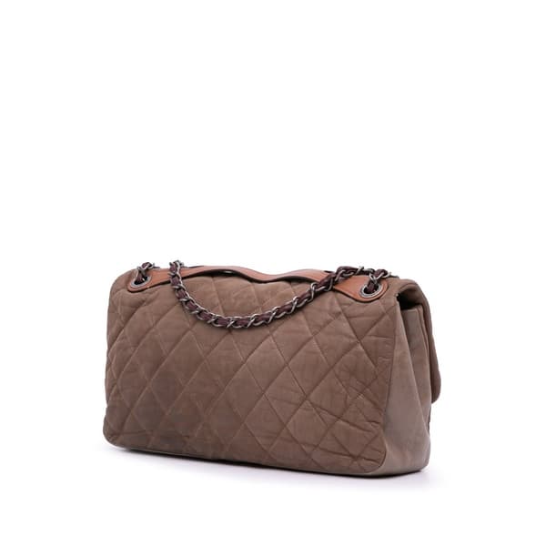 Pre-owned Chanel Jumbo Iridescent Calfskin In The Mix Flap Brown