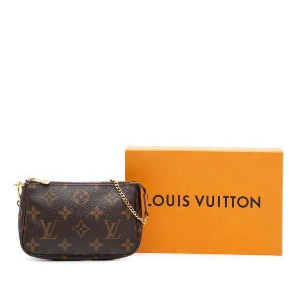 Pre-owned Louis Vuitton Monogram Mini Pochette Accessoires Brown