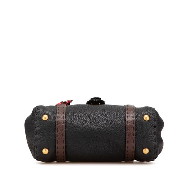 Pre-owned Fendi Mini Bicolor Leather Selleria Linda Black