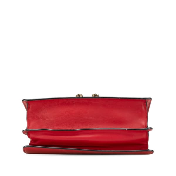 Pre-owned Gucci Medium Leather Bamboo Dionysus Web Satchel Red