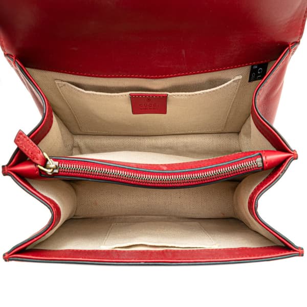 Pre-owned Gucci Medium Leather Bamboo Dionysus Web Satchel Red