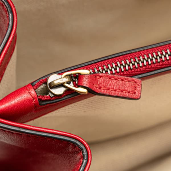 Pre-owned Gucci Medium Leather Bamboo Dionysus Web Satchel Red