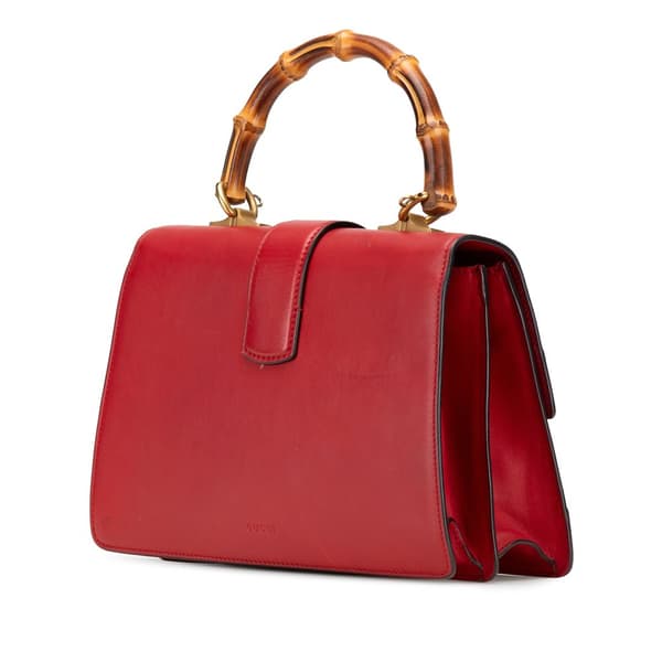 Pre-owned Gucci Medium Leather Bamboo Dionysus Web Satchel Red