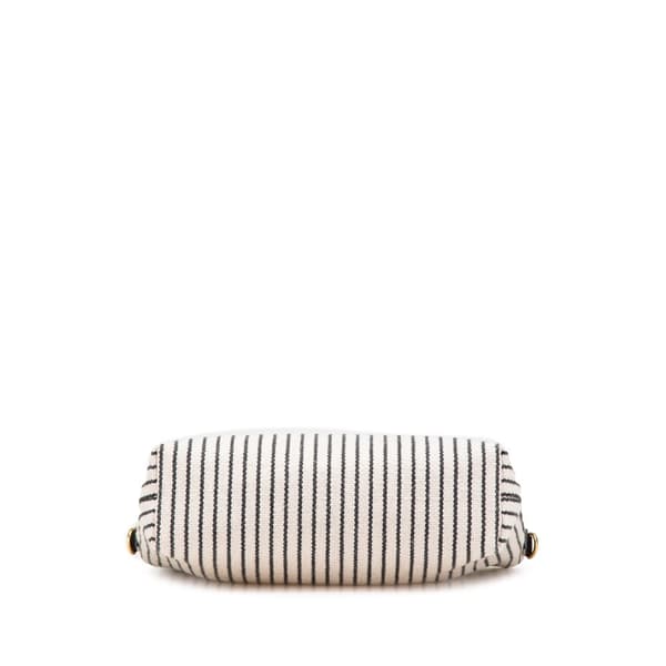Pre-owned Saint Laurent Toy Striped Canvas North South Shopping Tote Gray