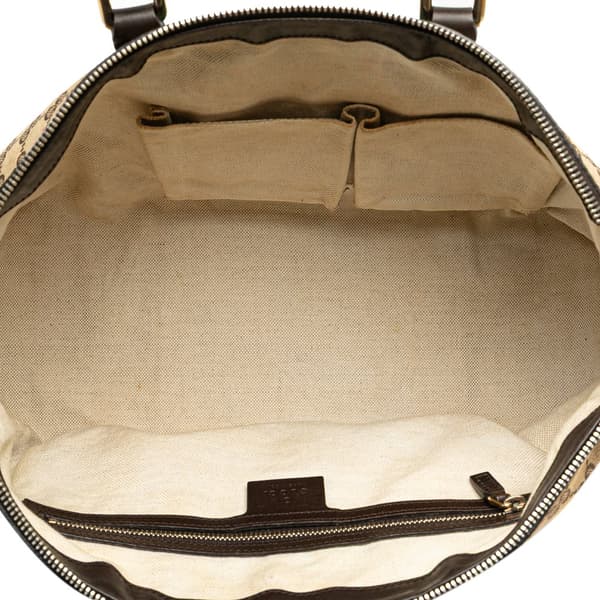 Pre-owned Gucci GG Canvas Web Satchel Brown