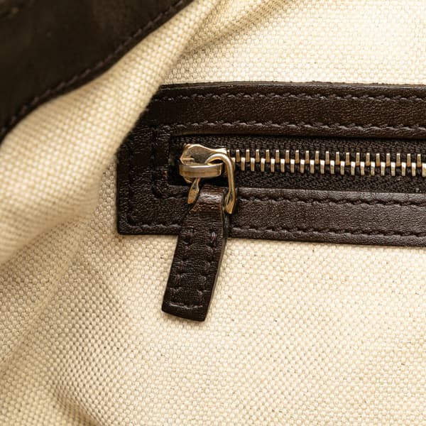 Pre-owned Gucci GG Canvas Web Satchel Brown