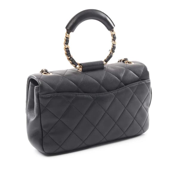 Pre-owned Chanel Medium Lambskin In The Loop Flap Black