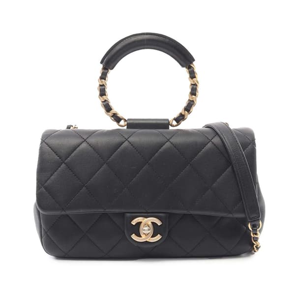 Pre-owned Chanel Medium Lambskin In The Loop Flap Black