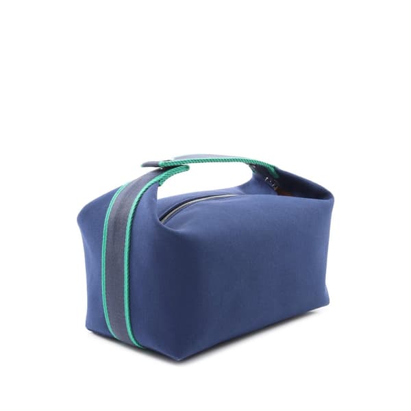 Pre-owned Hermès Small Toile Bride A Brac Blue