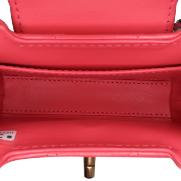 Pre-owned Chanel Mini Nano Aged Calfskin Kelly Shopper Bag Pink