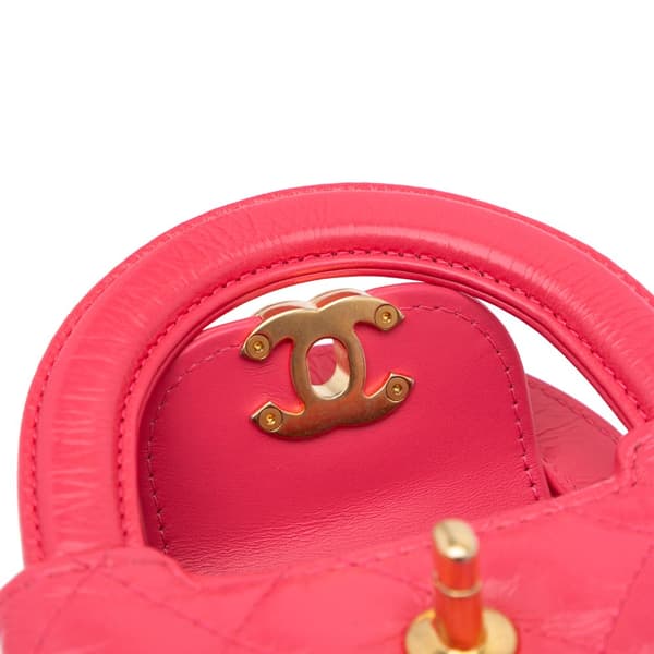 Pre-owned Chanel Mini Nano Aged Calfskin Kelly Shopper Bag Pink