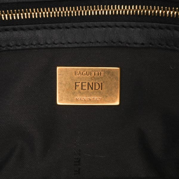 Pre-owned Fendi Medium Zucca Shearling Baguette Satchel Brown