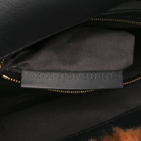 Pre-owned Fendi Medium Zucca Shearling Baguette Satchel Brown