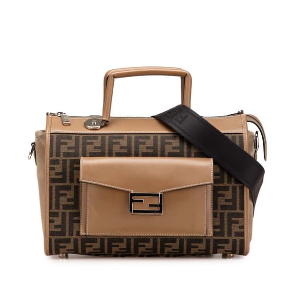 Pre-owned Fendi Zucca Canvas Soft Trunk Satchel Brown