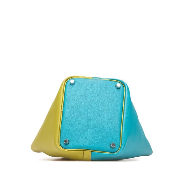 Pre-owned Hermès Bicolor Clemence Picotin 18 Blue