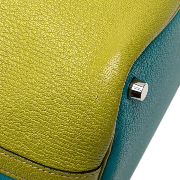 Pre-owned Hermès Bicolor Clemence Picotin 18 Blue