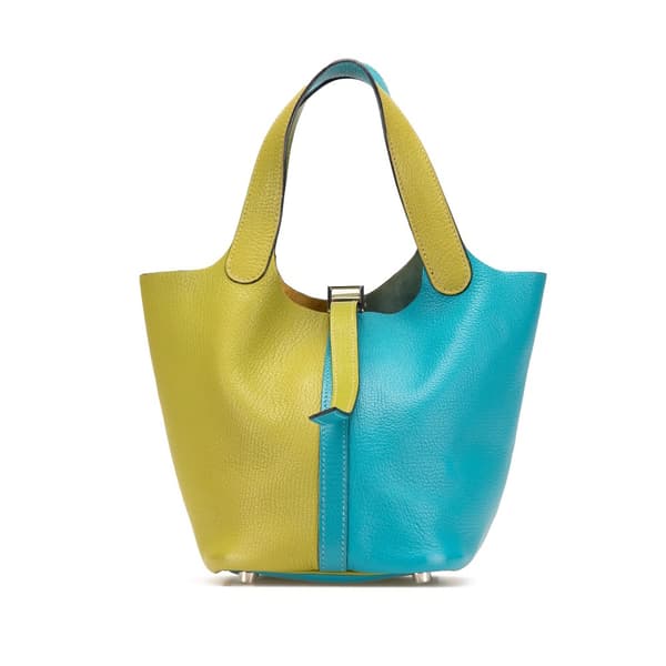 Pre-owned Hermès Bicolor Clemence Picotin 18 Blue