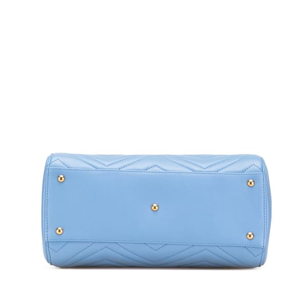 Pre-owned Gucci Small GG Marmont Matelasse Leather Satchel Blue