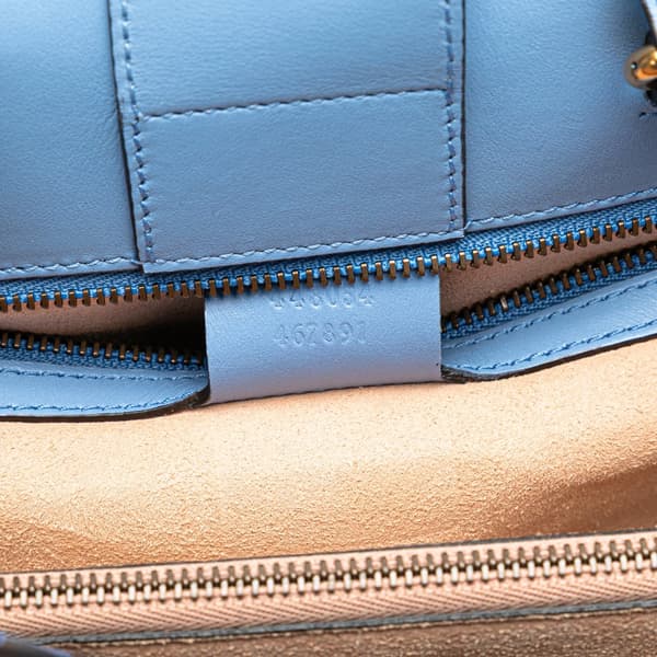 Pre-owned Gucci Small GG Marmont Matelasse Leather Satchel Blue