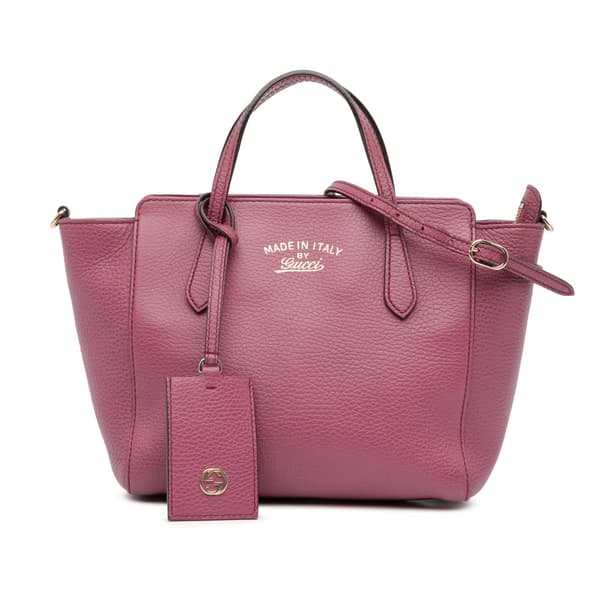Pre-owned Gucci Mini Leather Swing Satchel Purple