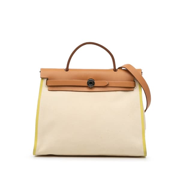 Pre-owned Hermès Toile Herbag Zip 31 Brown