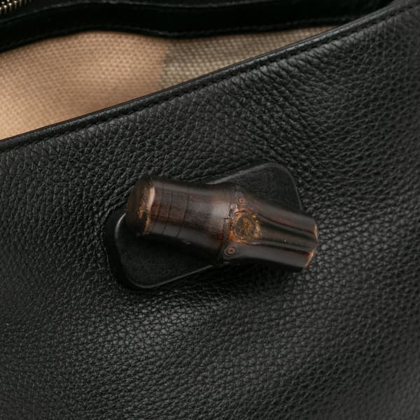 Pre-owned Gucci Medium Leather Bamboo Daily Top Handle Black