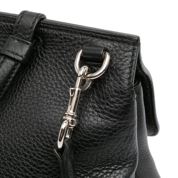Pre-owned Gucci Medium Leather Bamboo Daily Top Handle Black