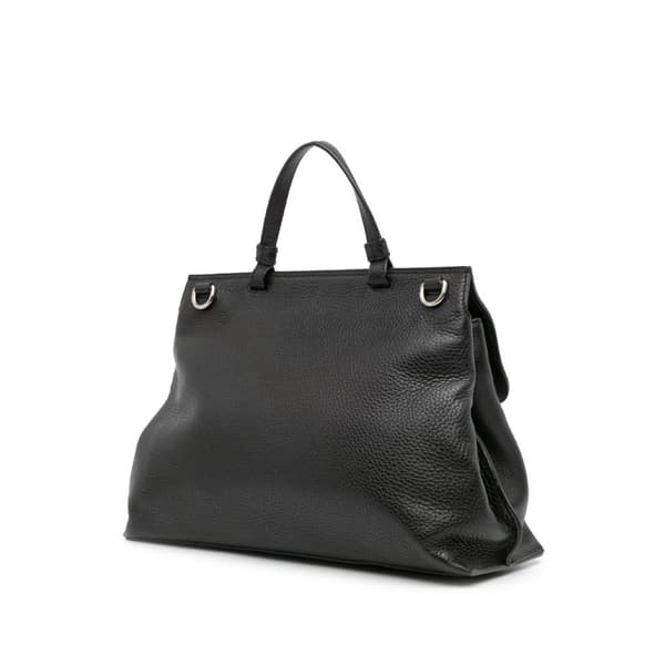 Pre-owned Gucci Medium Leather Bamboo Daily Top Handle Black
